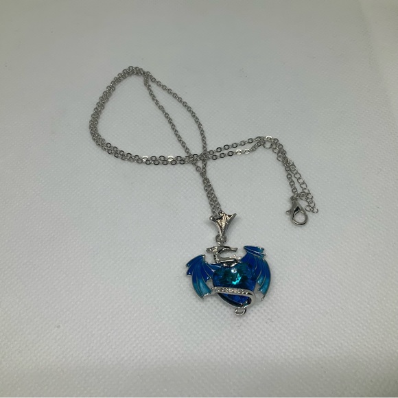 Cobalt Blue Dragon Pendant Necklace 20” Chain NEW - Picture 7 of 12